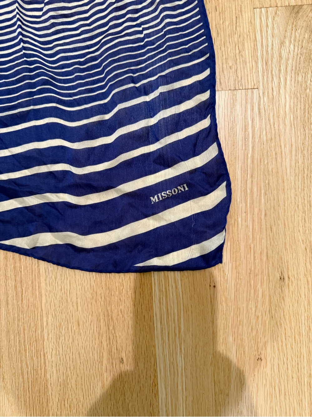 Missoni Silk Striped Multicolor Maxi Scarf - Blue/Green/Navy - Picture 2 of 4
